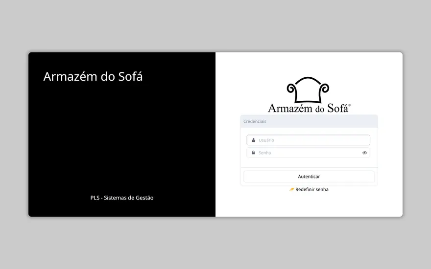 Tela do projeto Armazém do Sofá