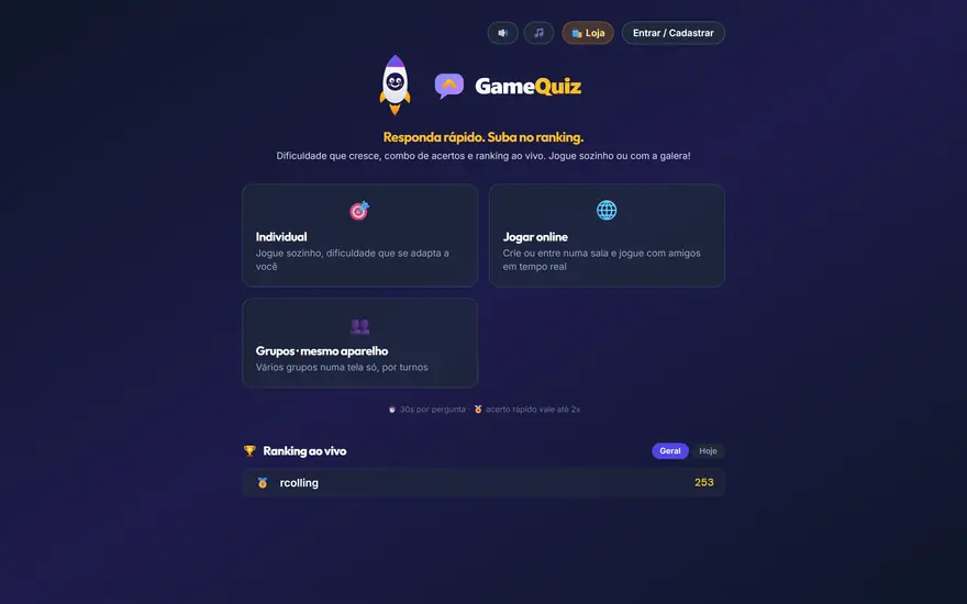 Tela do projeto Game Quiz