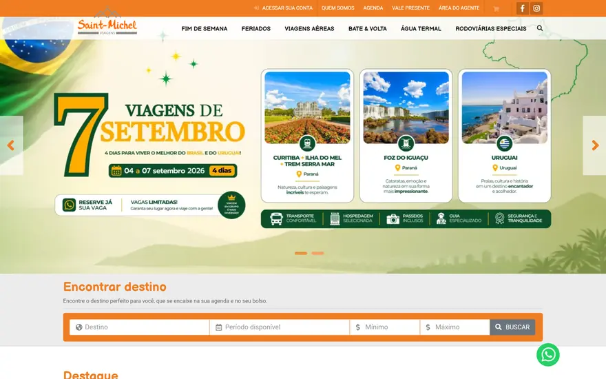 Tela do projeto Saint-Michel Viagens