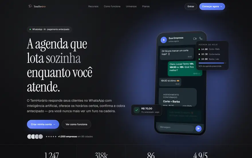 Tela do TemHorário