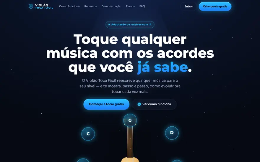 Tela do projeto Violão Toca Fácil